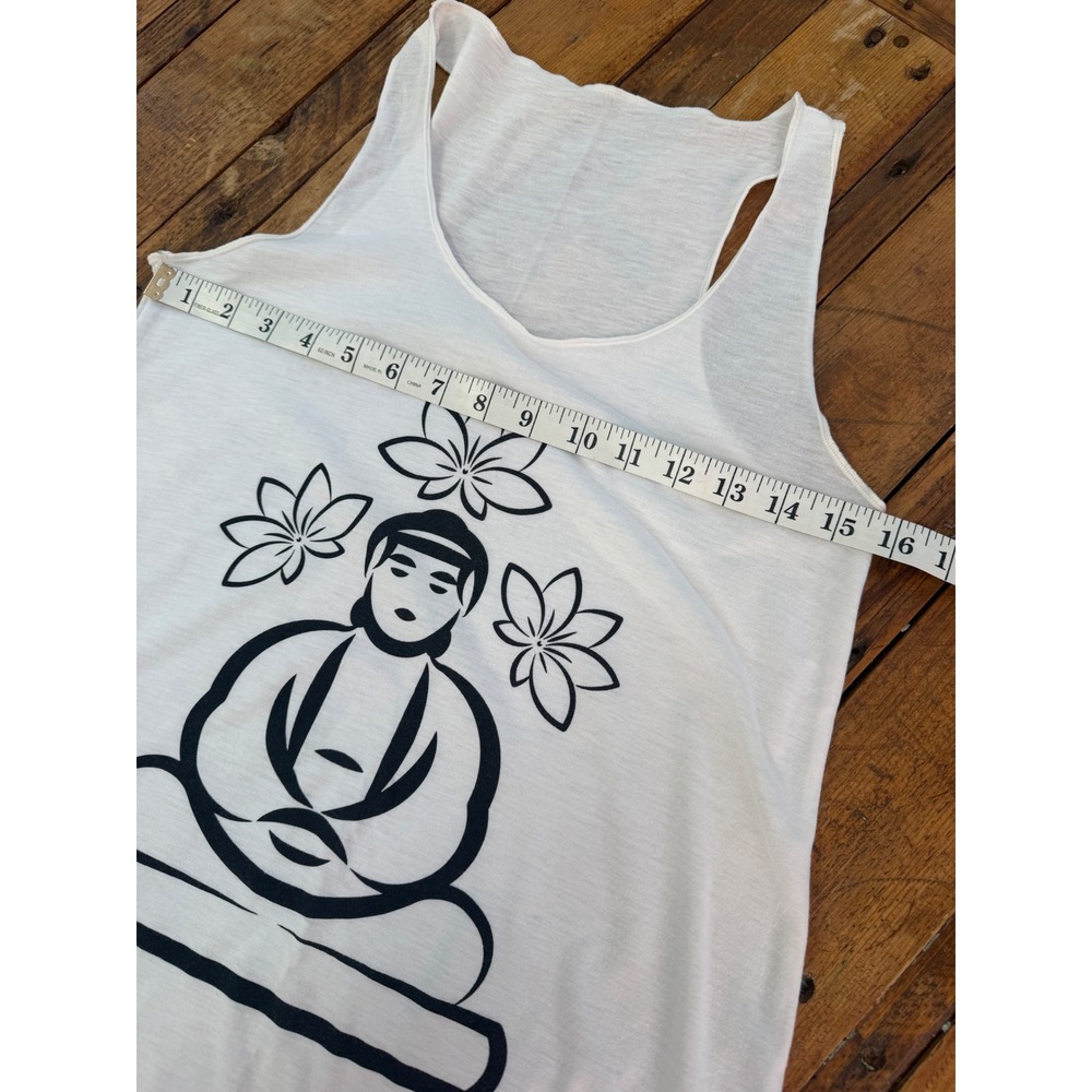 Yoga Buddha Graphic Racerback Tank Women Small Lotus Zen Meditation Boho Top - Picture 3 of 6